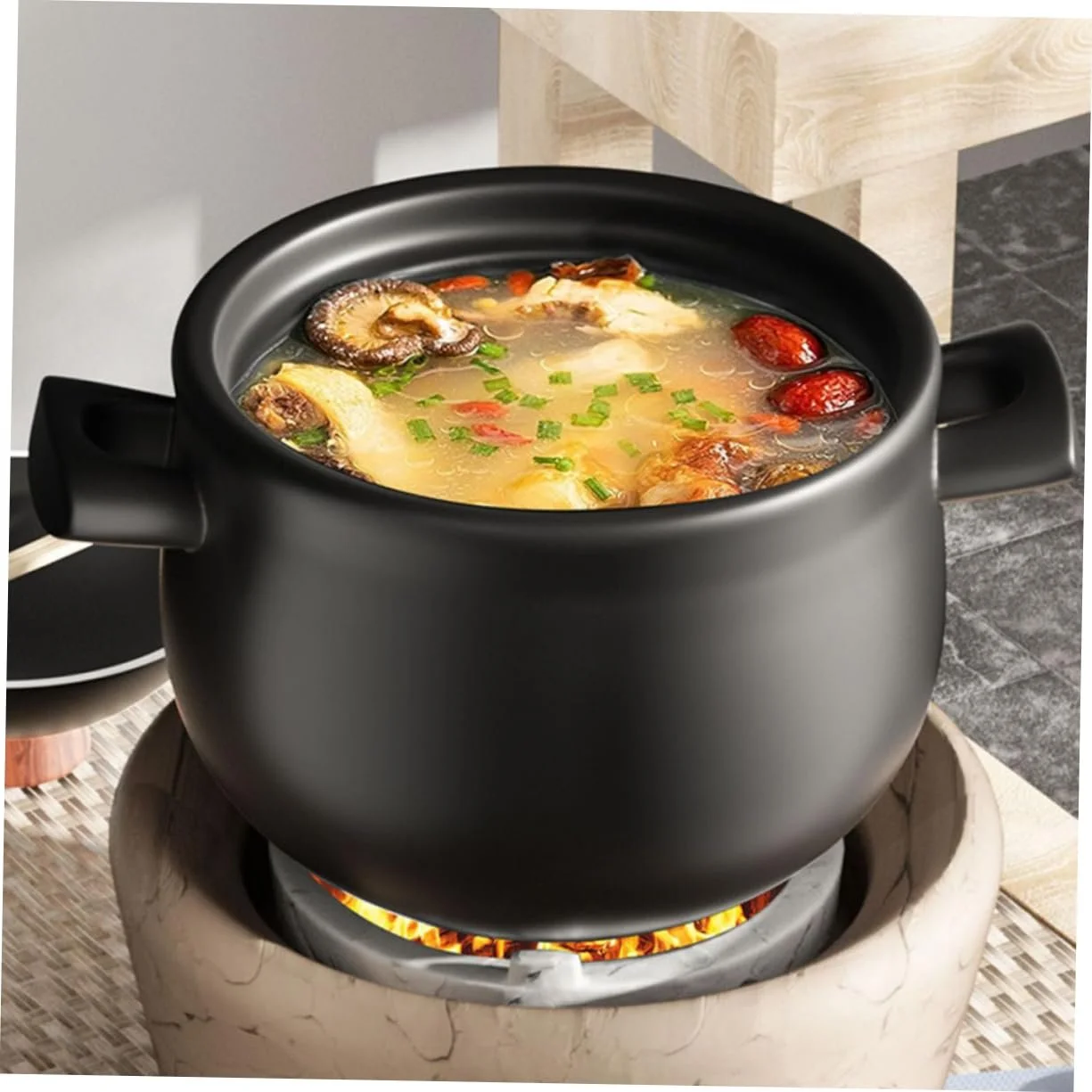 Кастрюля GLEAVI с крышкой большая термостойкая для газовой плиты антипригарная для тушения и риса, фото №9