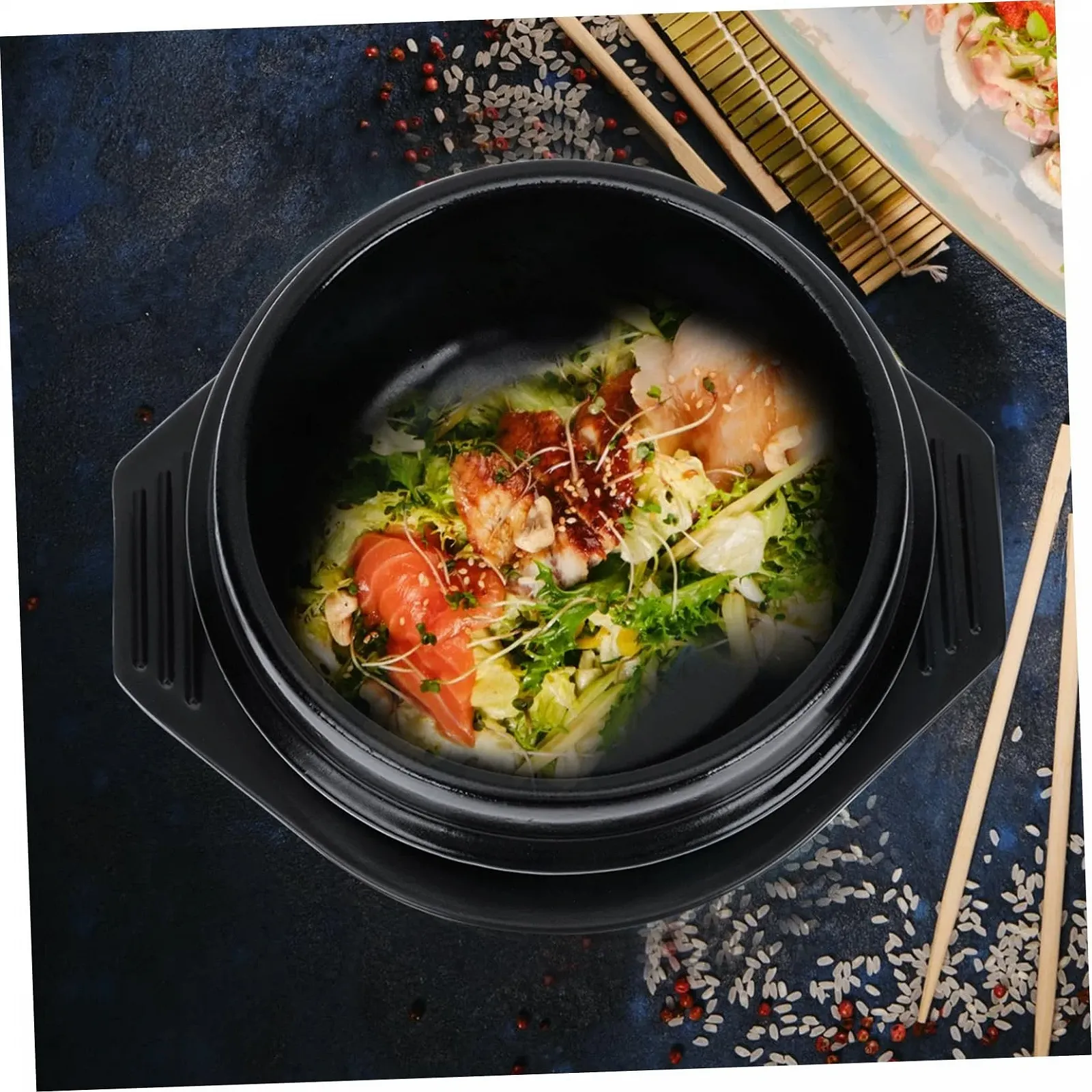 Кастрюля керамическая с подносом и двойными ручками для тушения и супов, фото №3