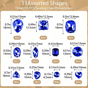 Стрази Пришивні, 210 шт Акрилові Різних Форм, Декоративні , Кришталі для DIY прикрас одягу synthetic.ua - Фото 1