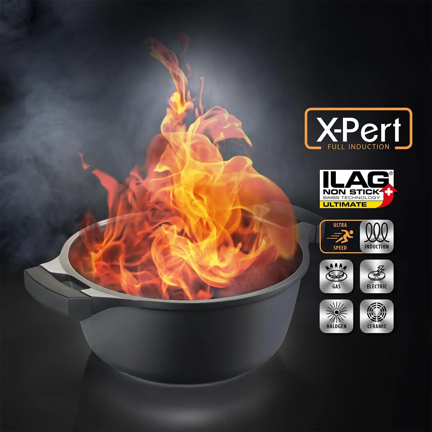 Каструля Metaltex Xpert з високоякісного литого алюмінію 26 см з тришаровим антипригарним покриттям ILAG Full Induction, фото №4