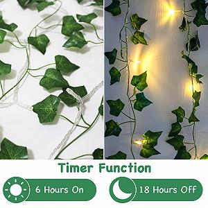 Светодиодная гирлянда Gcstnn 2 м 20 LED Листья плюща Зеленый synthetic.ua - Фото 1