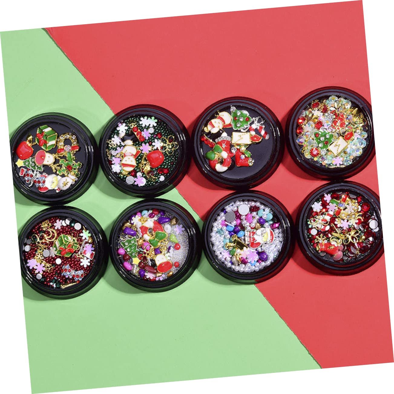 Різдвяні POPETPOP 18 коробок Різдвяні орнаменти для нігтів DIY Різдвяні блискітки, фото №6