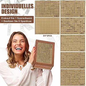 Дерев'яна скарбничка Kkluno з лічильником та позначками, для дорослих та дітей, для дому та офісу synthetic.ua - Фото 1