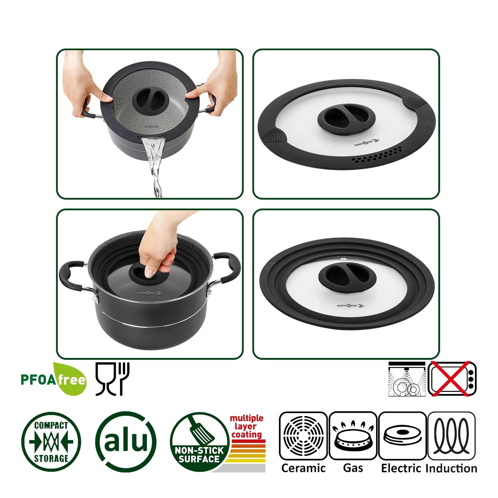 Набор посуды BRUNNER Camping Aluminium Диаметр 20, 22 или 24 см Pirate Vacuum Block Для 4 человек, с покрытием, легкий, высококачественный, штабелируемый, фото №6