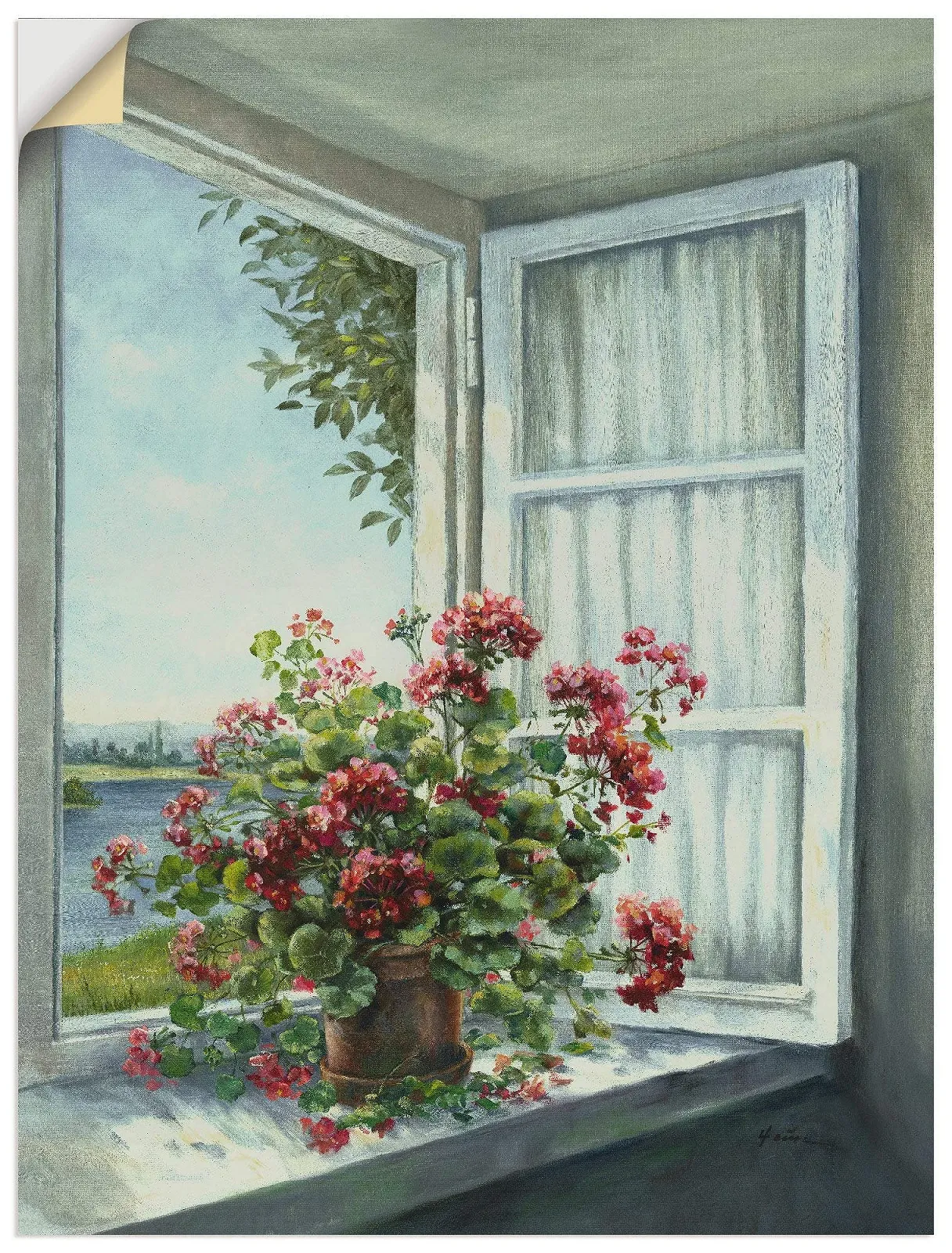 Наклейка на стіну ARTland Classic T4DR Window Flowers Blossoms Botany Painting Самоклейна вінілова плівка 60 x 80 см, фото №1