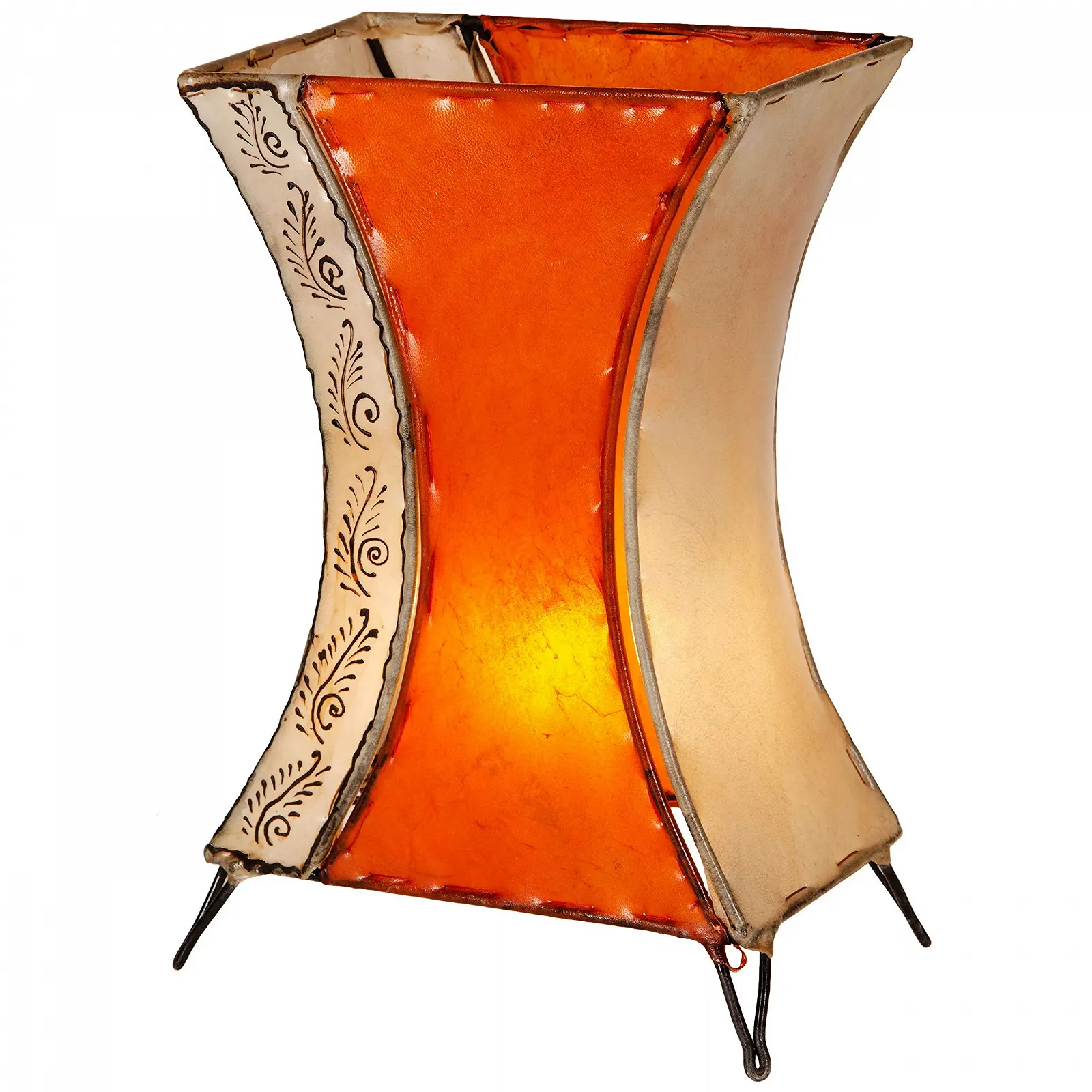 Настільна лампа Marrakesch Orient & Mediterran Interior Chika Asian 40 см шкіряна металева помаранчева бежева, фото №2