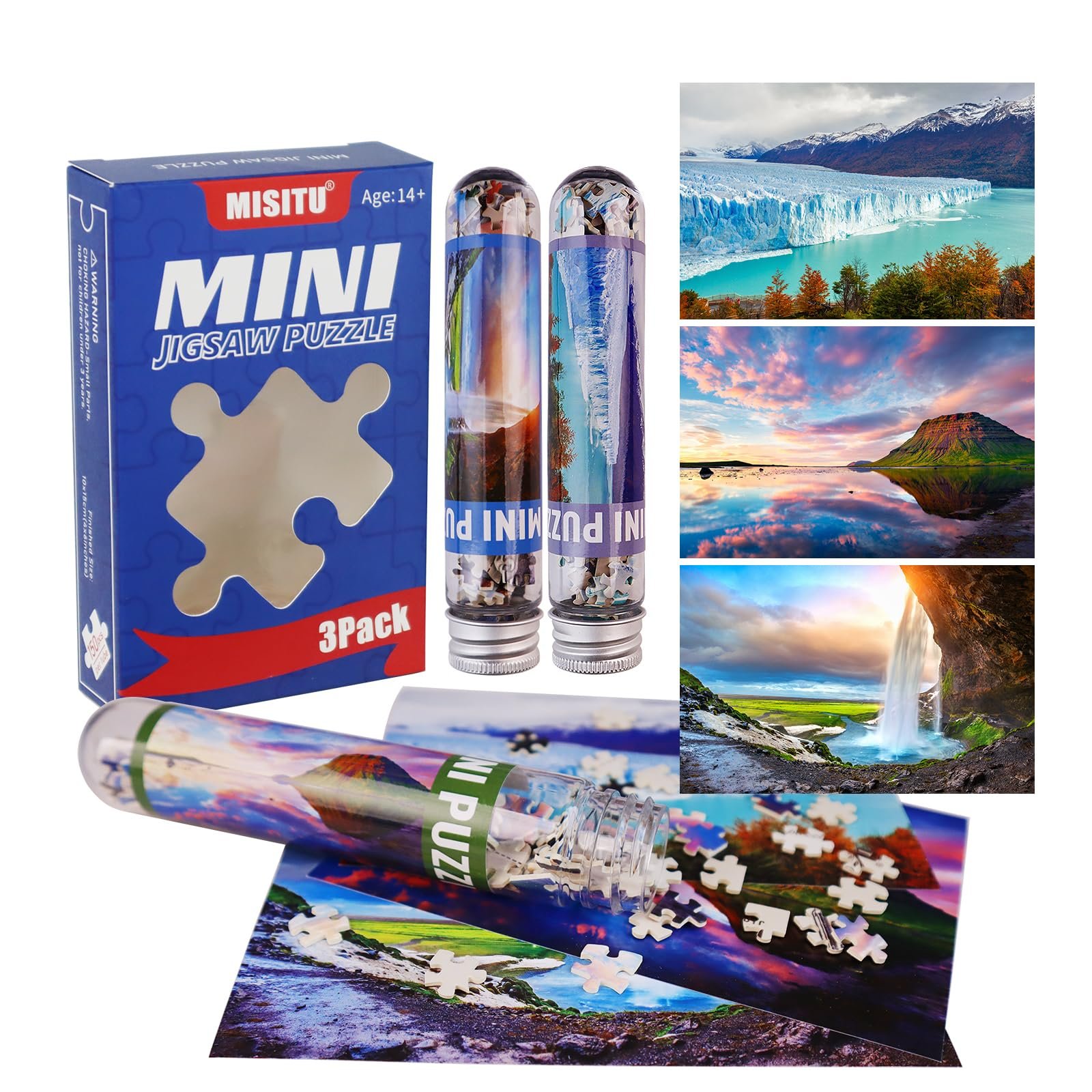 Набір пазлів MISITU Glacier Falls 3 шт. по 150 елементів міні для дорослих, фото №1