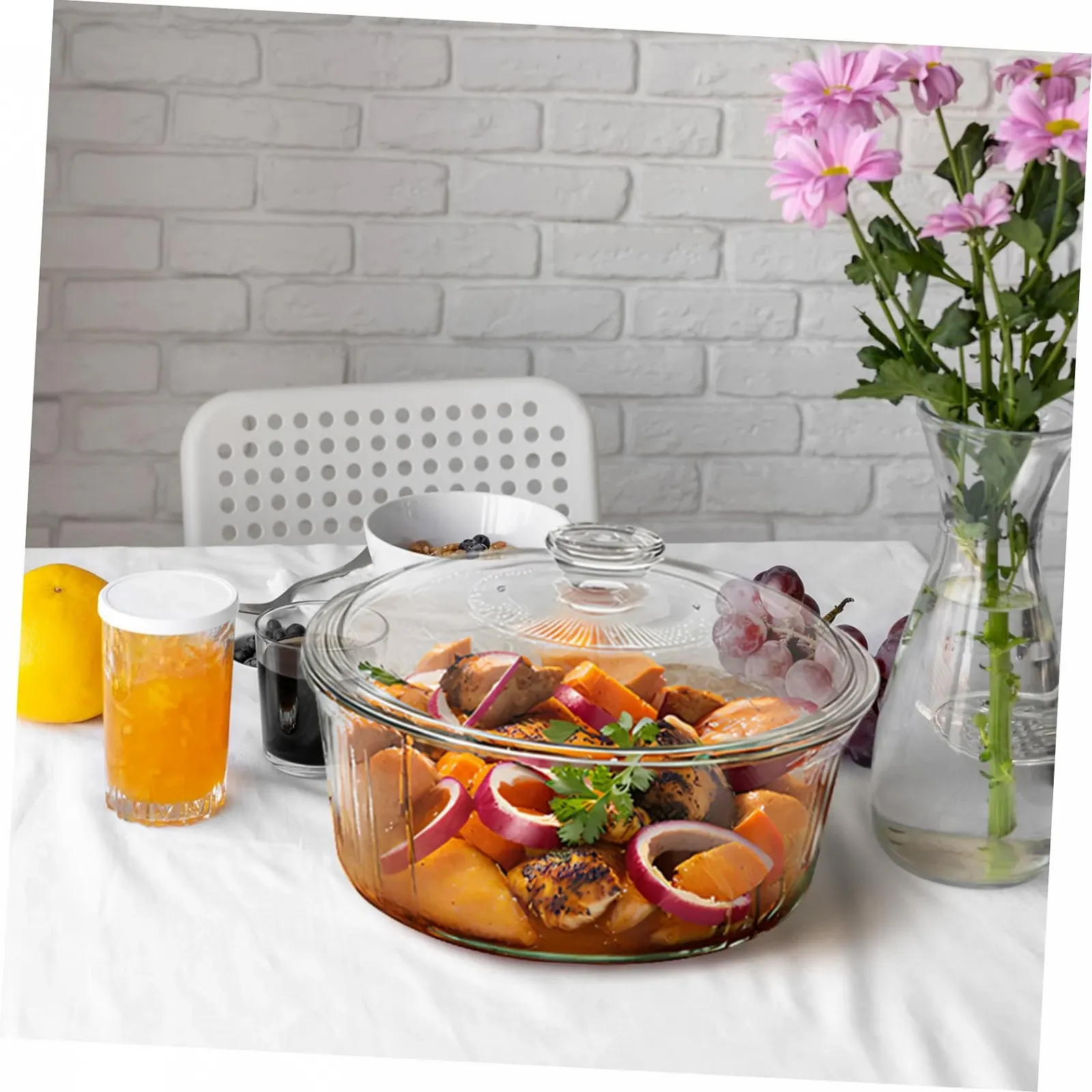 Форма для запікання VALICLUD кругла скляна з кришкою термостійка прозора, фото №4 Форма для запікання VALICLUD кругла скляна з кришкою термостійка прозора, фото №4