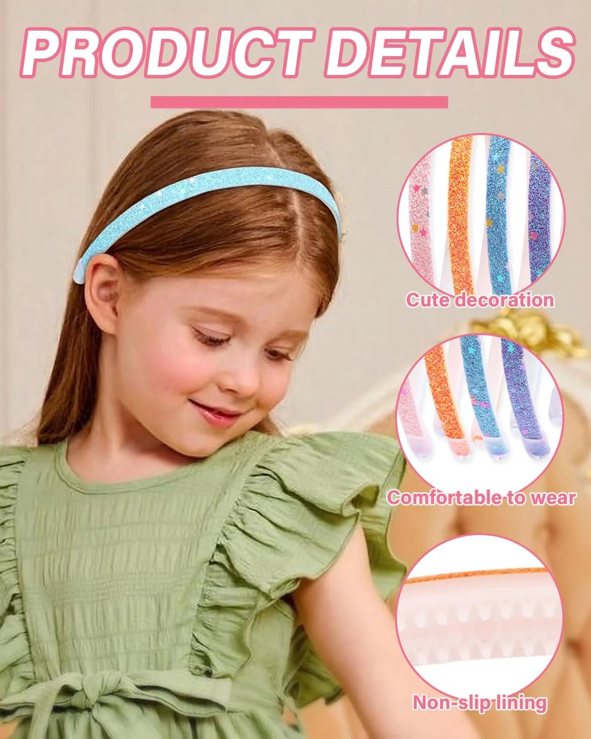 Обруч для волосся Модний Блискучий Райдужний, фото №3