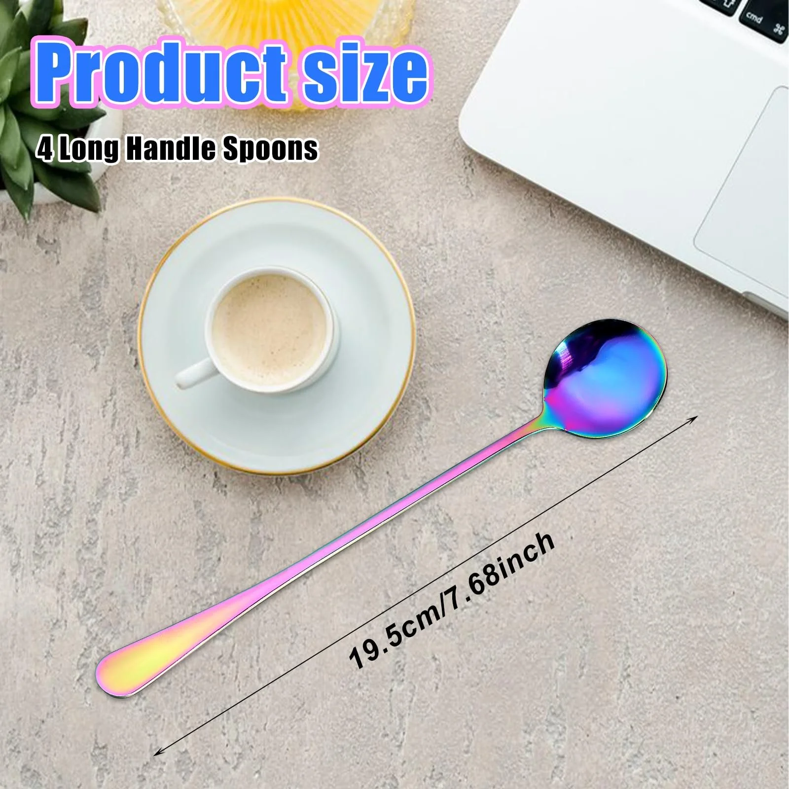 Набір з 4 кавових ложок з нержавіючої сталі, десертні, фото №3