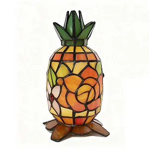 Настільна лампа GDLight Tiffany Pineapple вітражне скло E14 бежева - Фото 1