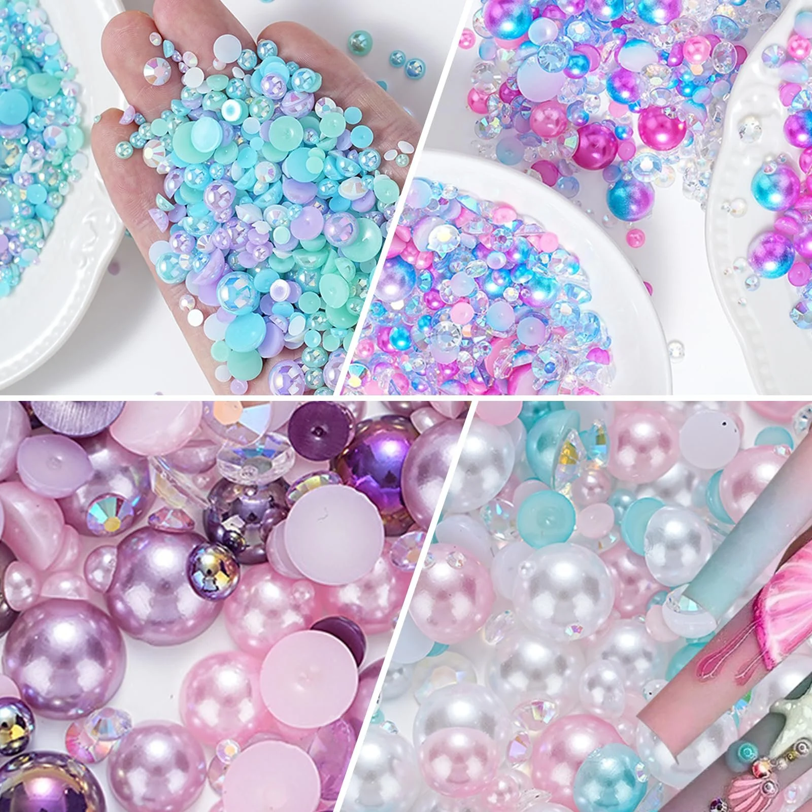 Напівкруглі перлини для нігтів з плоскою задньою частиною, фото №4