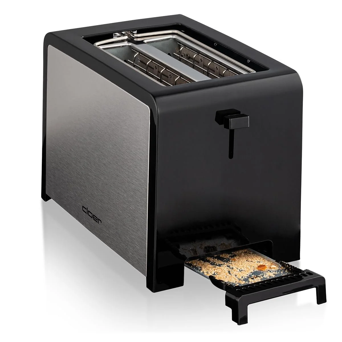 Тостер Cloer 3210 825 Вт 2 скибочки з інтегрованою хлібною насадкою, піддоном для крихт, термоізольований, нержавіюча сталь, чорний, фото №6