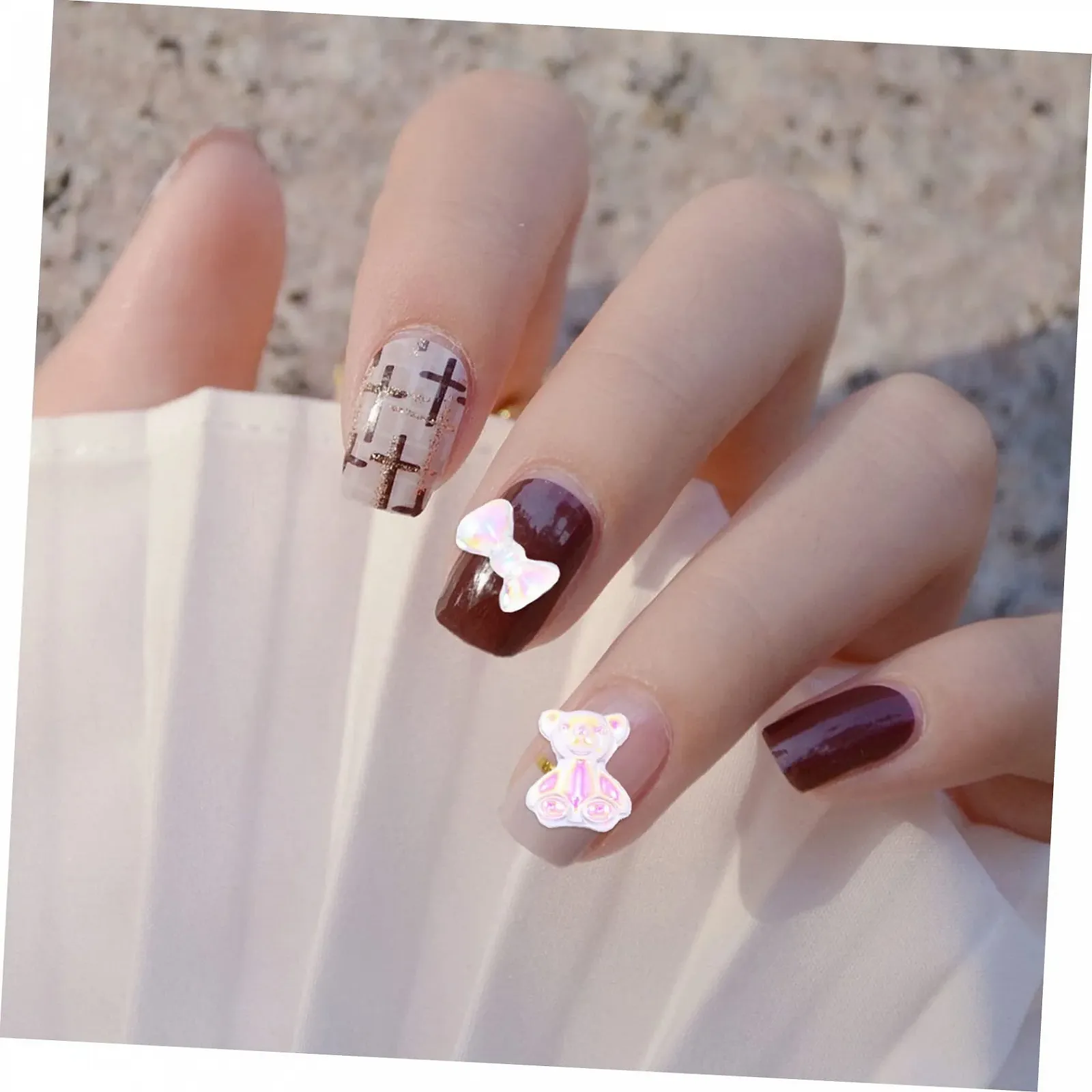 Подвеска для ногтей FRCOLOR Мишки 3D, Наклейки для ногтей, Стразы, Самоцветы для ногтей, Бисер для ногтей, Бабочки, Смола, 120 шт, фото №7