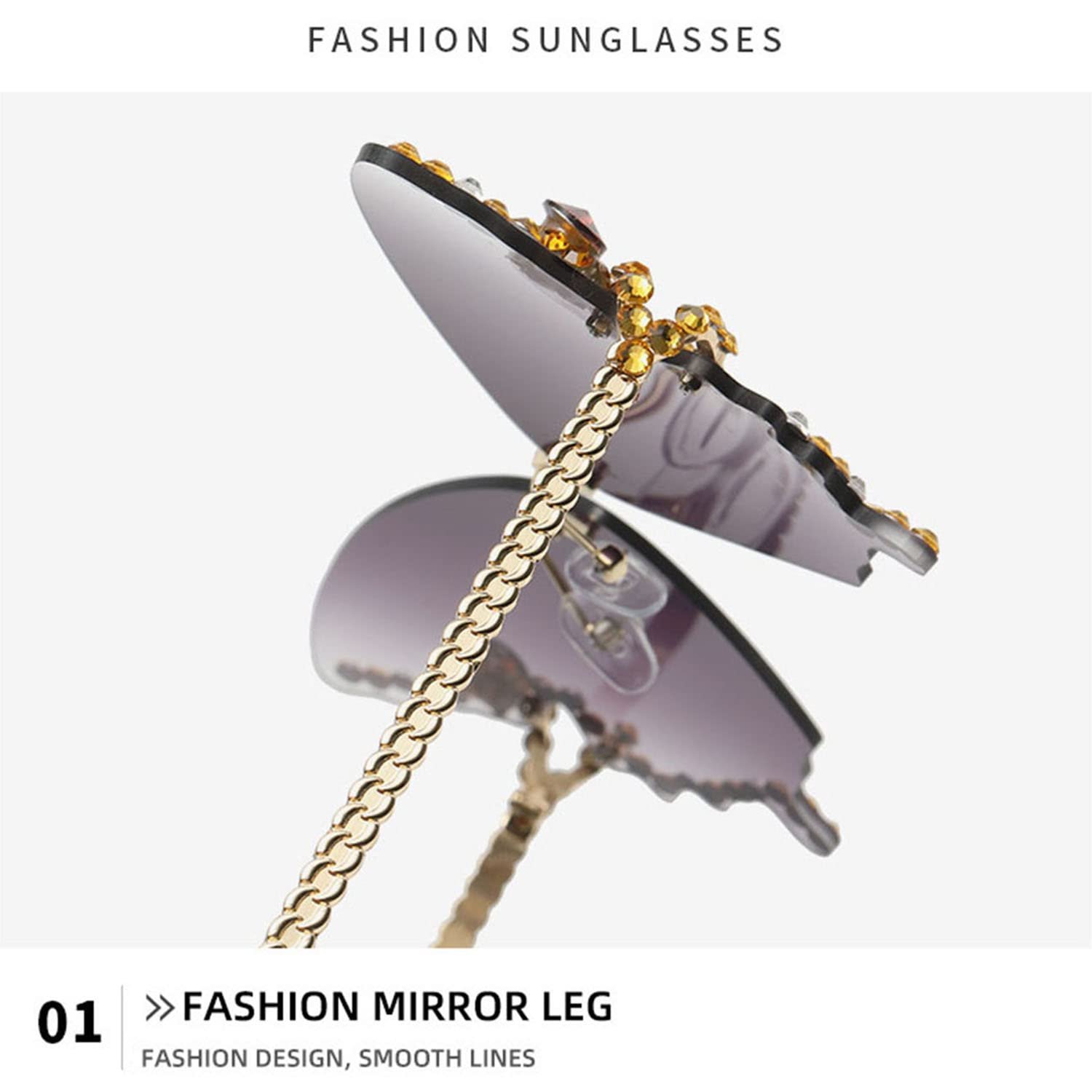 Сонцезахисні окуляри LAKEMON Метелик, без оправи, градієнтні, з діамантами, для пляжу, літні, фото №4