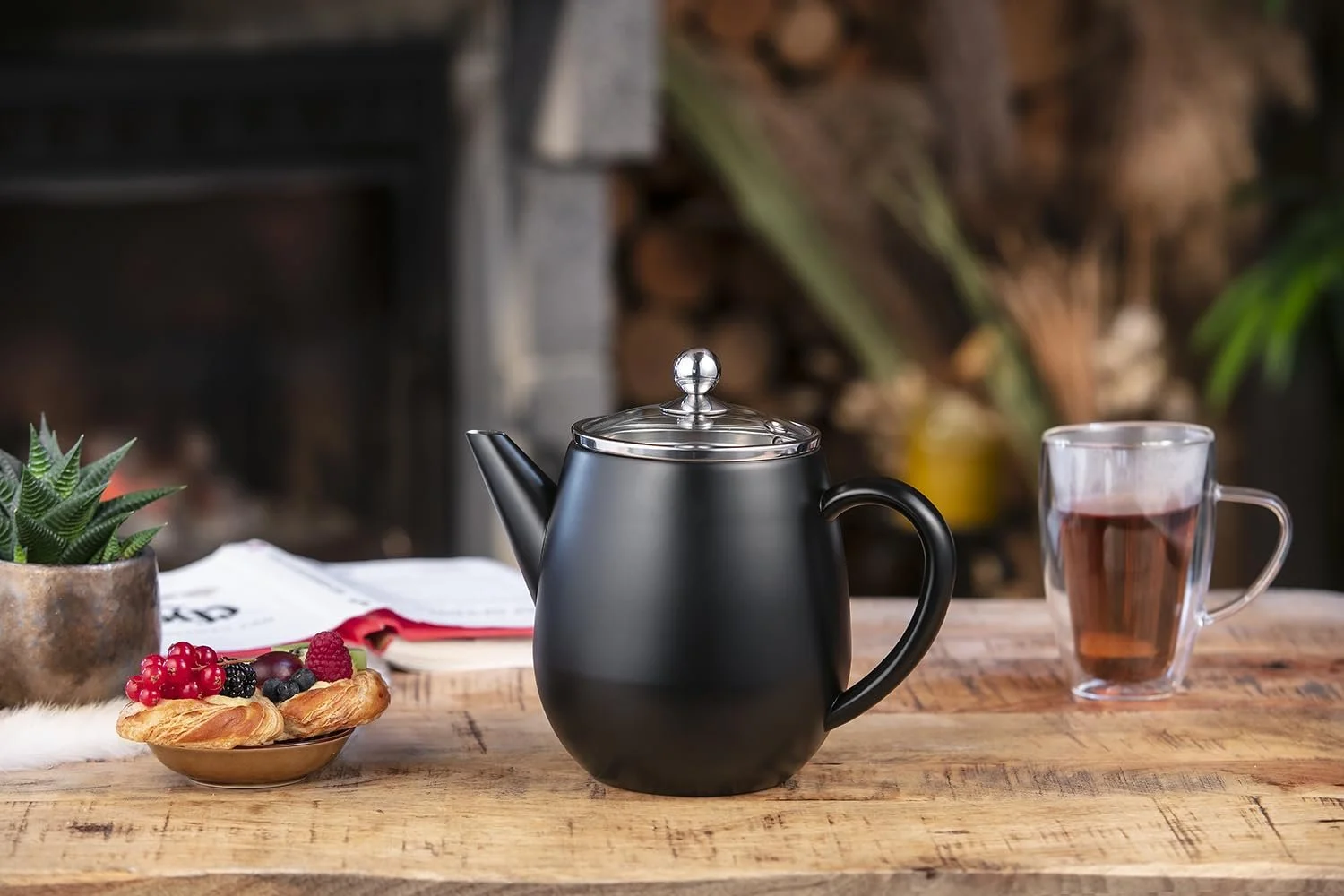 Чайник-заварник Bredemeijer Small Чорний двостінний з нержавіючої сталі 1,1 літра з фільтром для заварювання розсипного чаю, фото №7