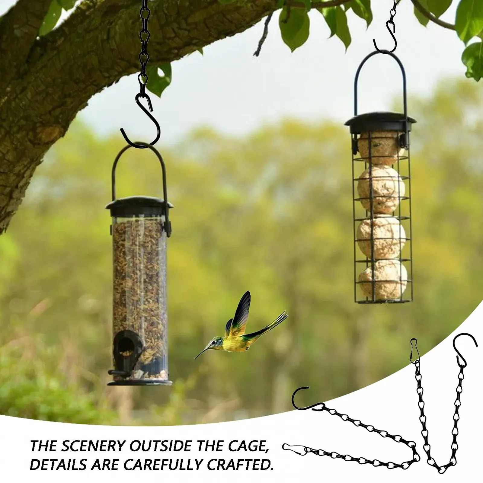 Набір підвісних ланцюгів для квіткових кошиків 4 шт. Метал 50 см Чорний, фото №4