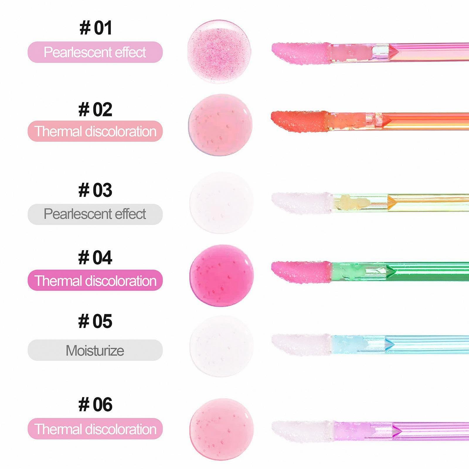 Набор блесков для губ Magic, 6 шт., блеск для губ, меняющий цвет, стойкий набор блесков для губ, увлажняющая желеобразная помада, средство для ухода за губами для женщин, девушек, фото №2
