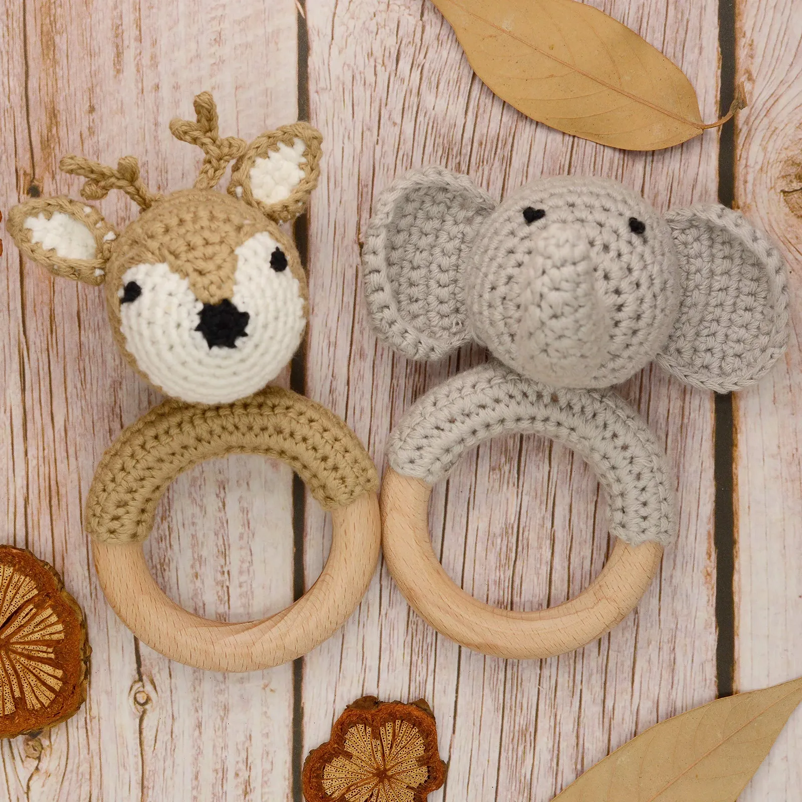 Погремушка Деревянная Joliecraft Waldland Игрушка-держатель Слоник Серый, фото №3 Погремушка Деревянная Joliecraft Waldland Игрушка-держатель Слоник Серый, фото №3