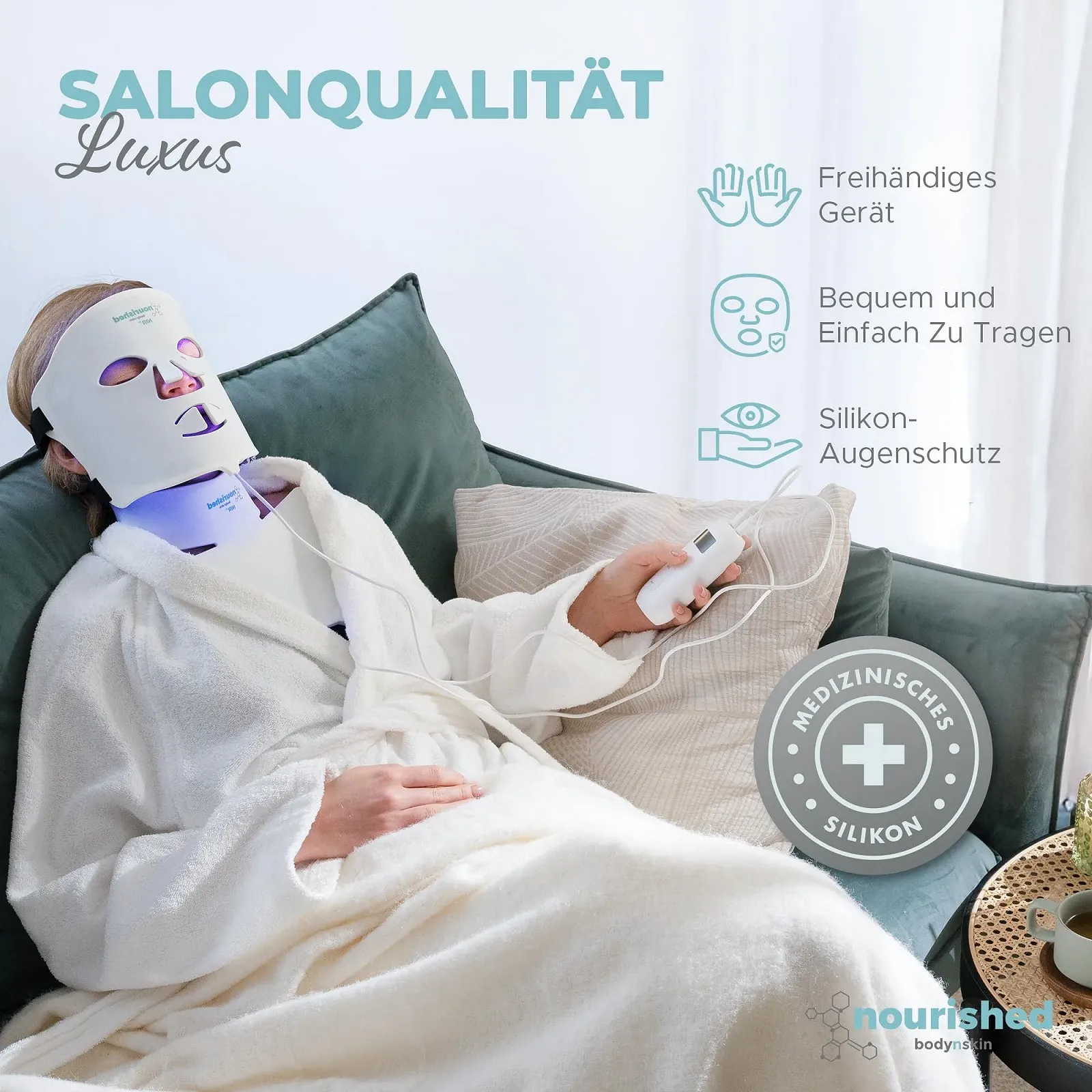 LED Маска для Обличчя та Шиї Nourished Bodynskin з Ближнім Інфрачервоним Випромінюванням, фото №8