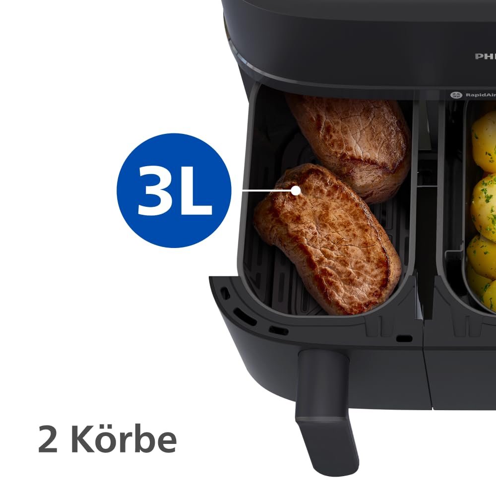 Мультипіч Philips 5000 Series NA550/00 з функцією пароварки 2 кошики 9 л (3 л+6 л) RapidAir Plus, фото №7 Мультипіч Philips 5000 Series NA550/00 з функцією пароварки 2 кошики 9 л (3 л+6 л) RapidAir Plus, фото №7