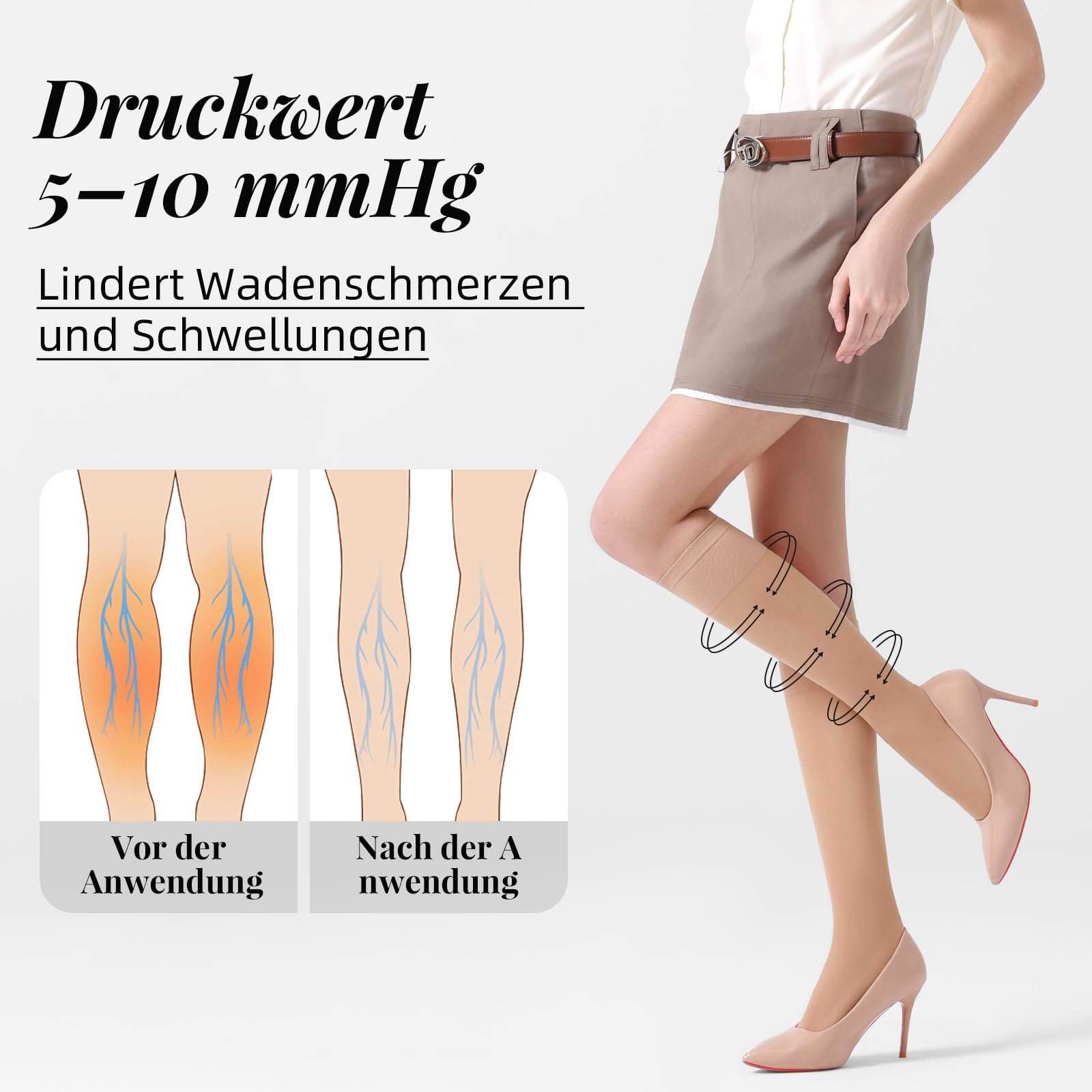 Поддерживающие женские гольфы 3 пары 40D Прозрачные нейлоновые чулки Компрессионные носки, Черный, Телесный цвет, фото №2