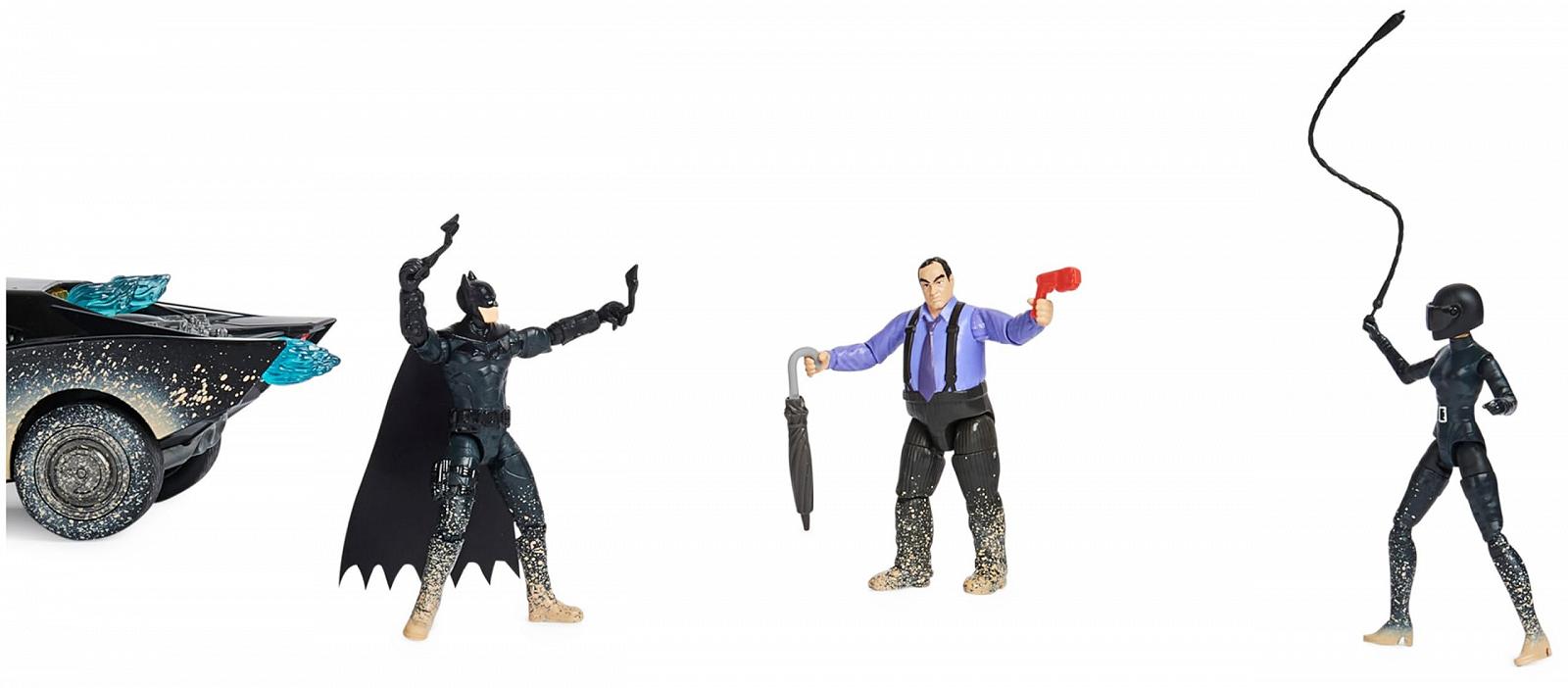 Фигурки DC Comics Batman Бэтмен, Пингвин, Селина Кайл, Бэтмобиль, 10 см, грязный вид, фото №5