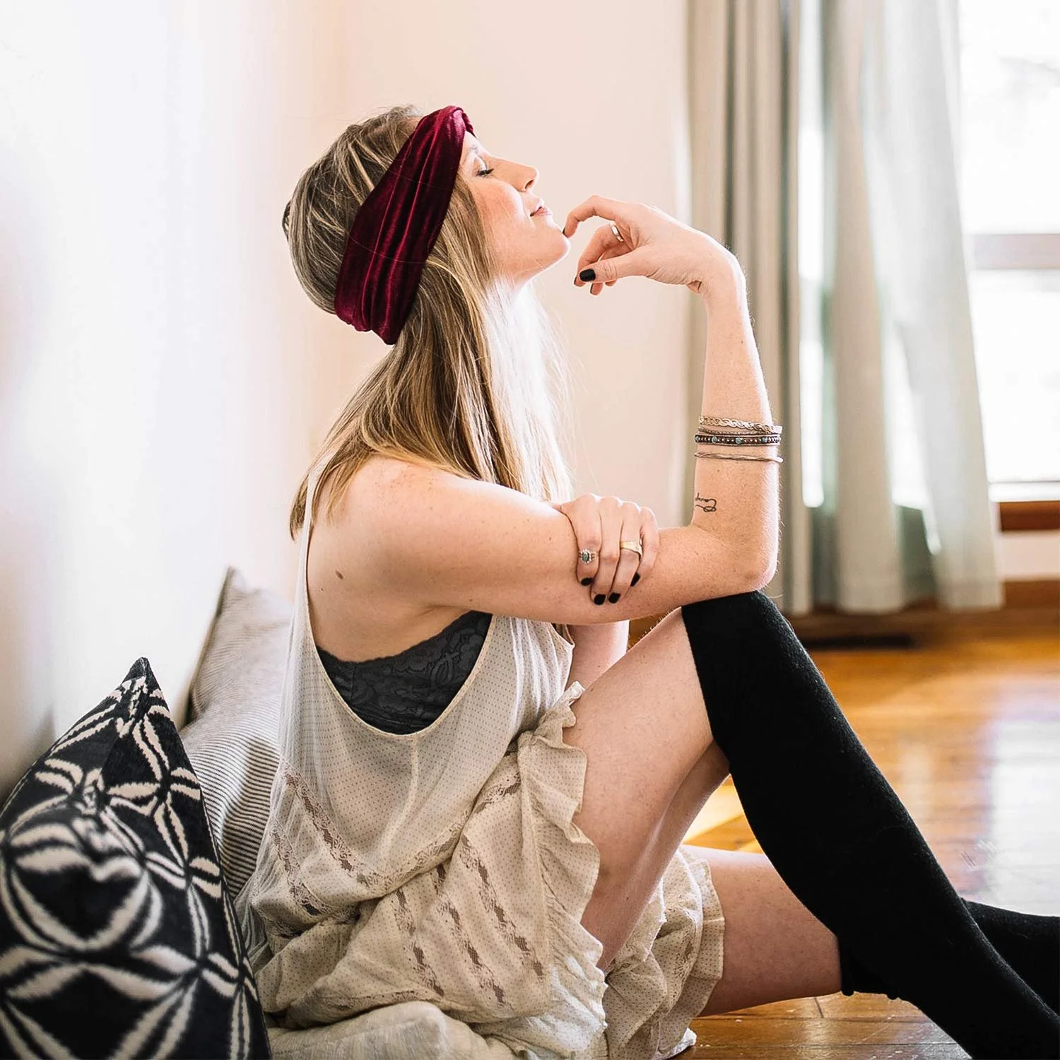 Шкарпетки вище коліна SATINIOR, чорний, 60 см, фото №5