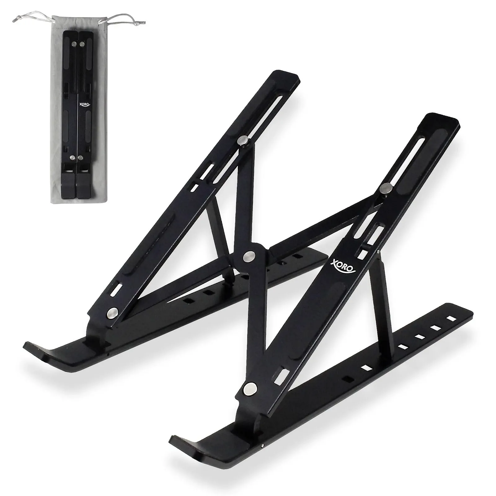 Функциональная Подставка для Ноутбука MacBook Pro/Air, HP, Sony, Dell & Все 10 - 15.6 Дюймовые Ноутбуки & Планшетные ПК, Многоуровневая Регулируемая Высота, Вентилируемая Открытая Алюминиевая Рама, Складная, Защитный Чехол, Черная, фото №1