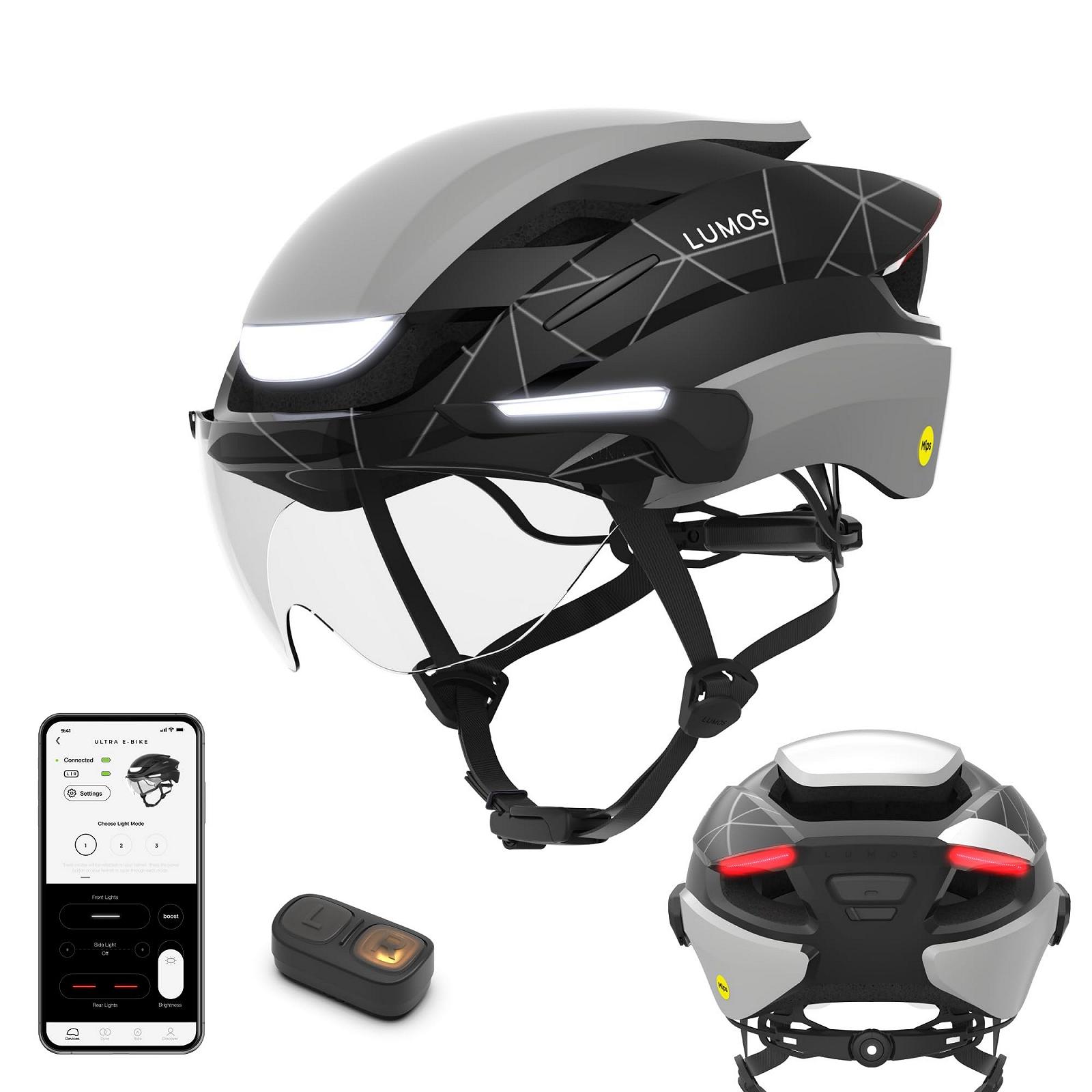 Шолом Smart Lumos Ultra E-Bike з LED-підсвічуванням спереду та ззаду, висувним захисним щитком, керований додатком для E-Bike, Scooter, Cycling, Bicycle для дорослих, чоловіків та жінок, фото №1