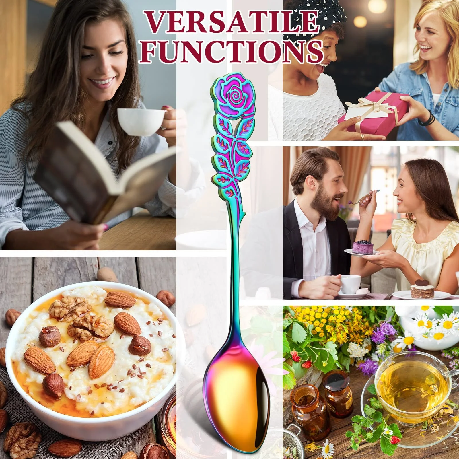 Набір з 6 різдвяних ложок для холодного чаю Chic, нержавіюча сталь, фото №7