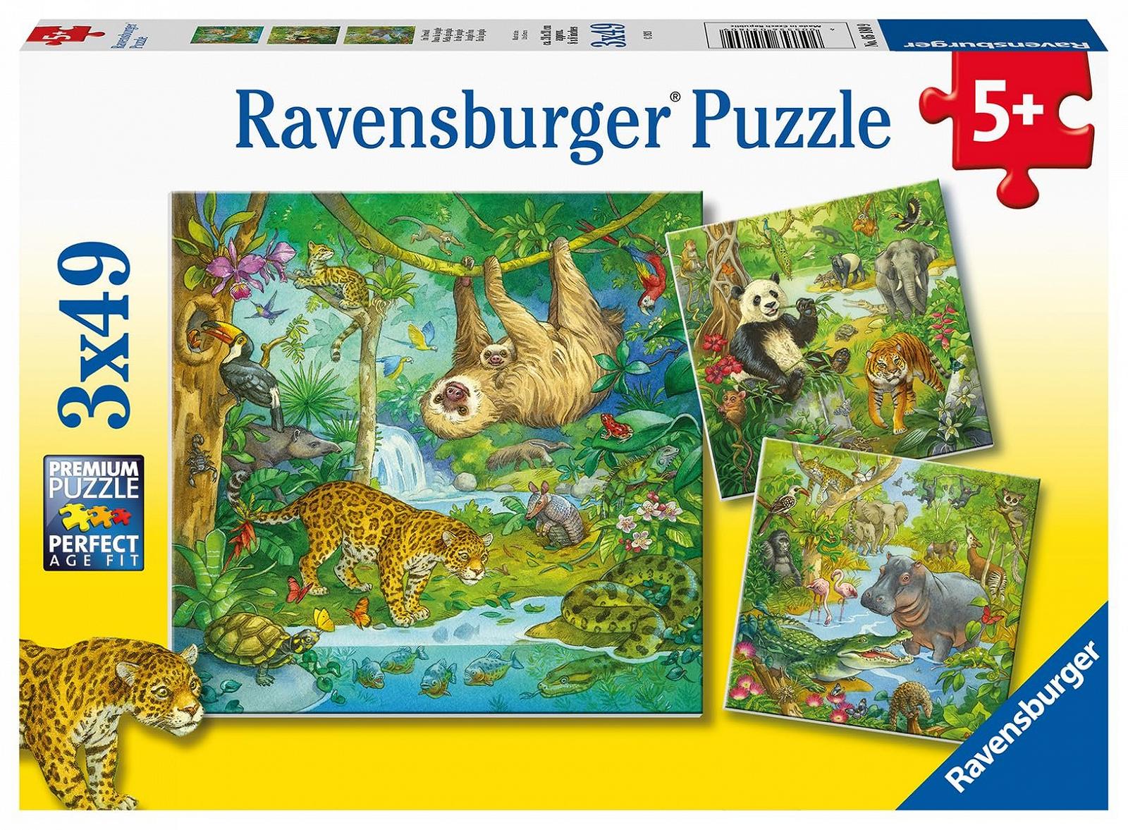 Детский пазл Ravensburger 05180 In the Jungle 3 x 49 элементов от 5 лет, фото №1