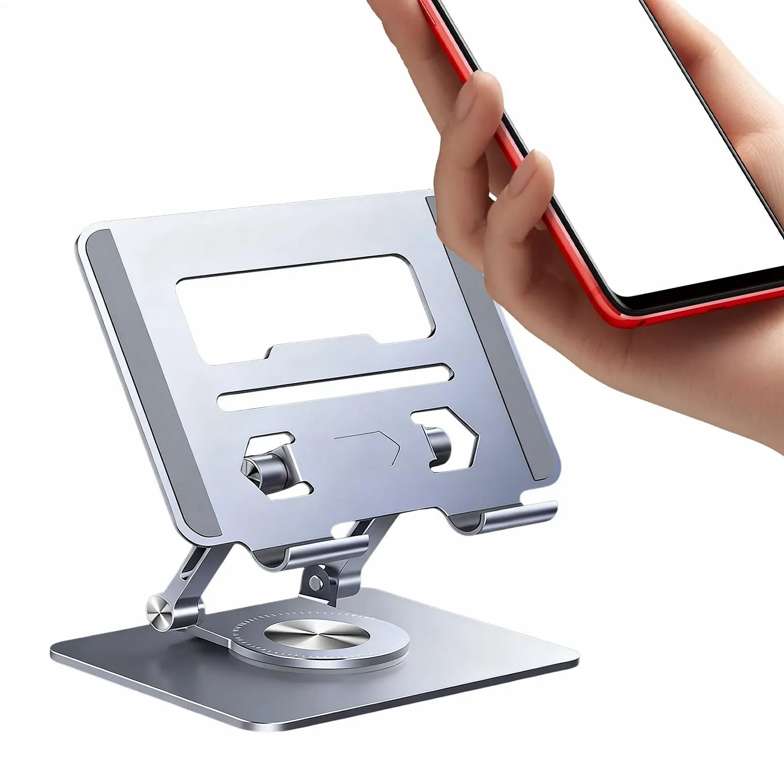 Подставка для ноутбука, вращающаяся на 360 градусов, регулируемая, из алюминиевого сплава, эргономичная подставка для ноутбука, настольная подставка для офиса, университета, общежития, квартиры, школы, путешествий, смартфонов, планшетов, фото №1