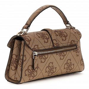 Сумка з верхньою ручкою GUESS Queensland Flap Latte Logo synthetic.ua - Фото 1