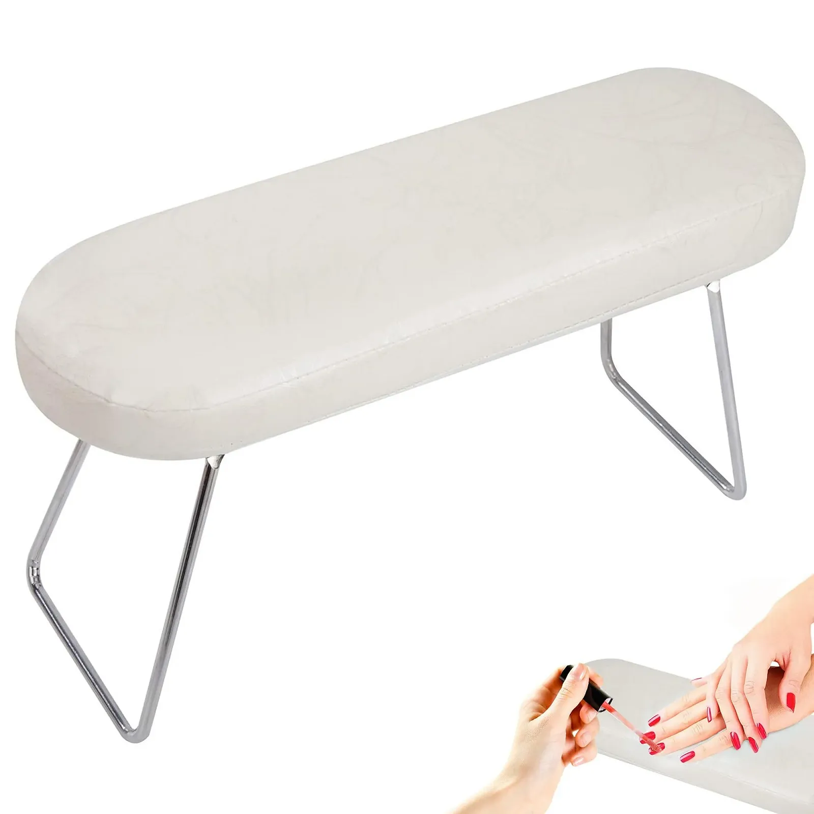 Подушка для рук для манікюру Шкіряна професійна Біла, фото №1