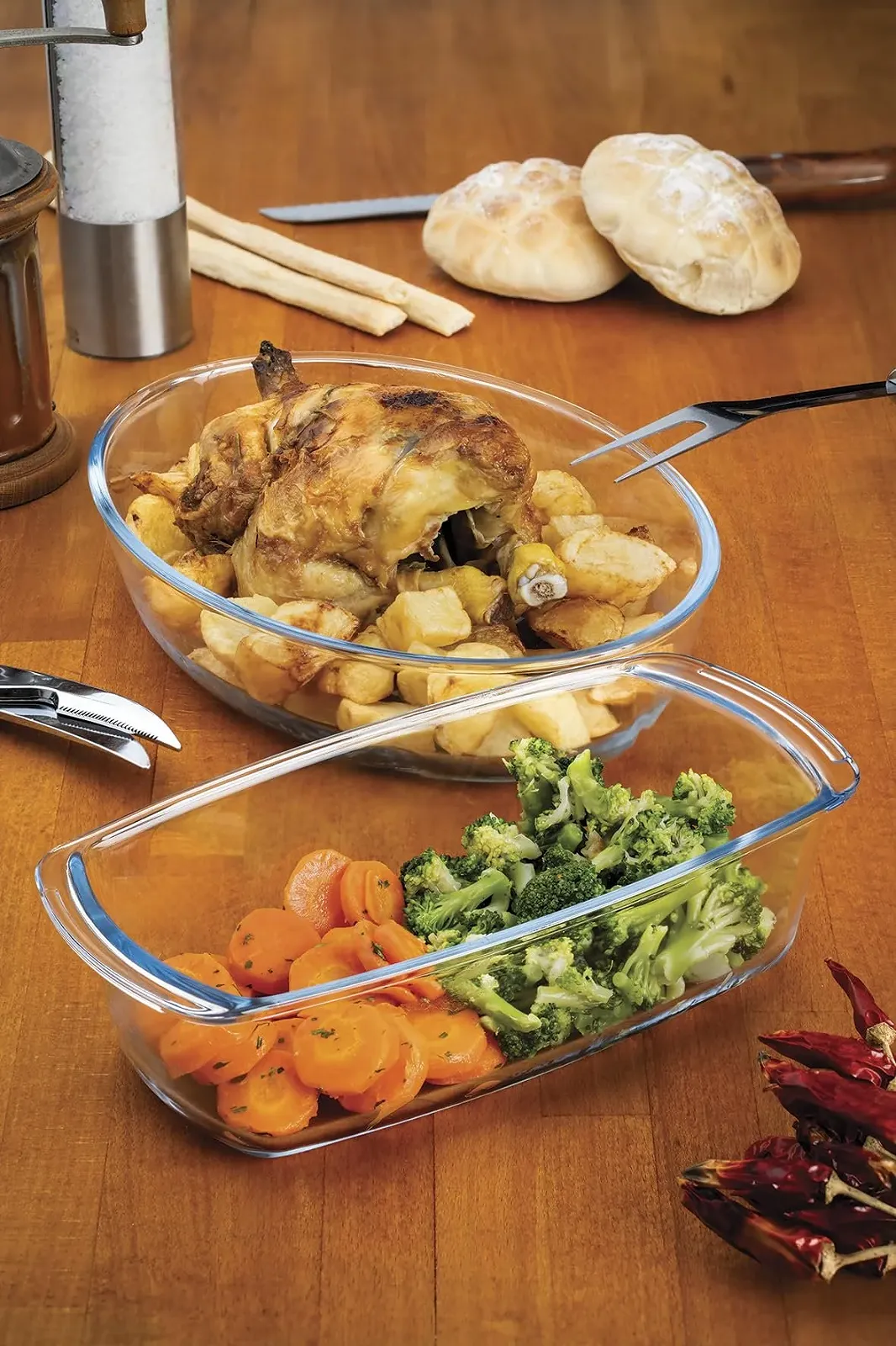 Противень для запекания Guardini прямоугольный с ручками боросиликатное стекло 30 x 20 x 6 см 2,0 л прозрачный/голубой, фото №4