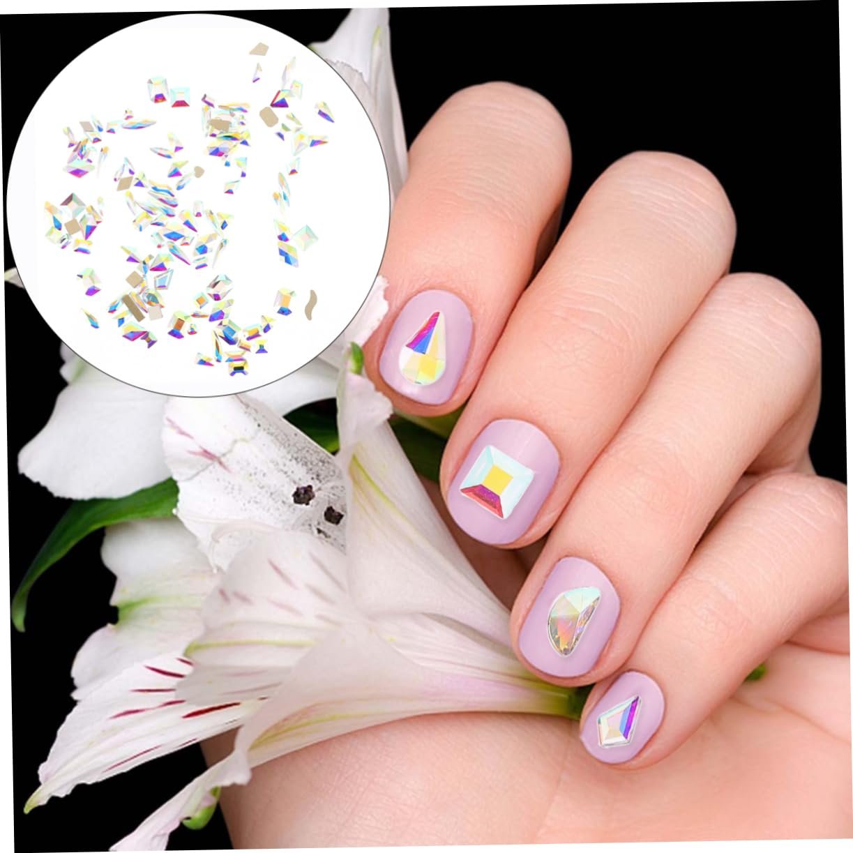 Наклейки для ногтей Healvian, 200 шт., драгоценные камни для ногтей, рождественские украшения, плоские кристаллы для ногтей, стразы для самостоятельного изготовления ледяных украшений, инопланетные аксессуары, фото №5