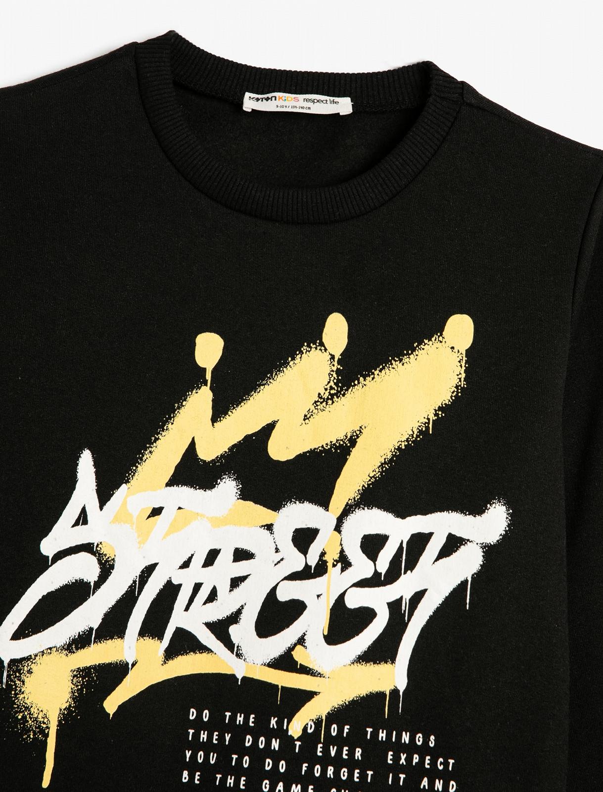 Толстовка Koton з довгими рукавами, круглим вирізом, графіті та м'якою внутрішньою частиною, фото №3