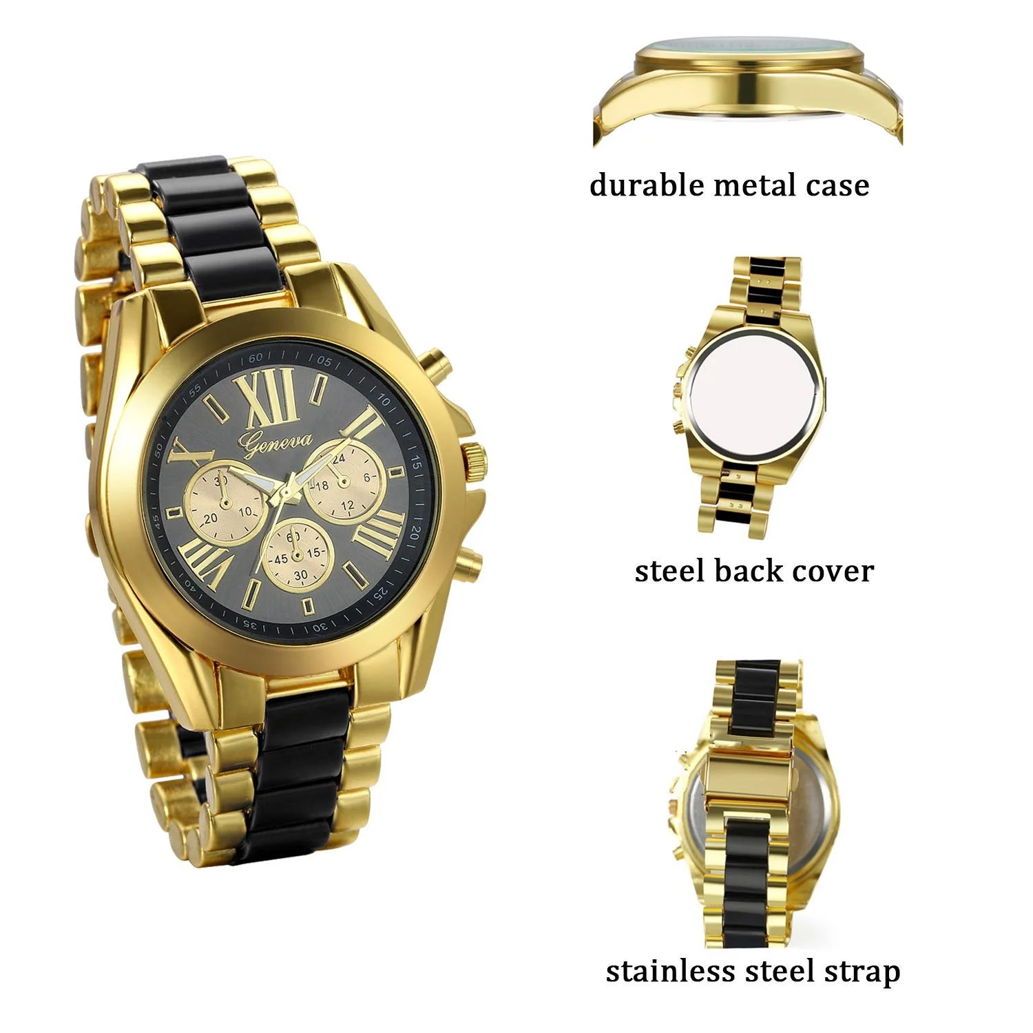 Чоловічий годинник JewelryWe, 3 шт., аналоговий кварцовий, бізнес-кежуал, браслет з нержавіючої сталі, фото №6