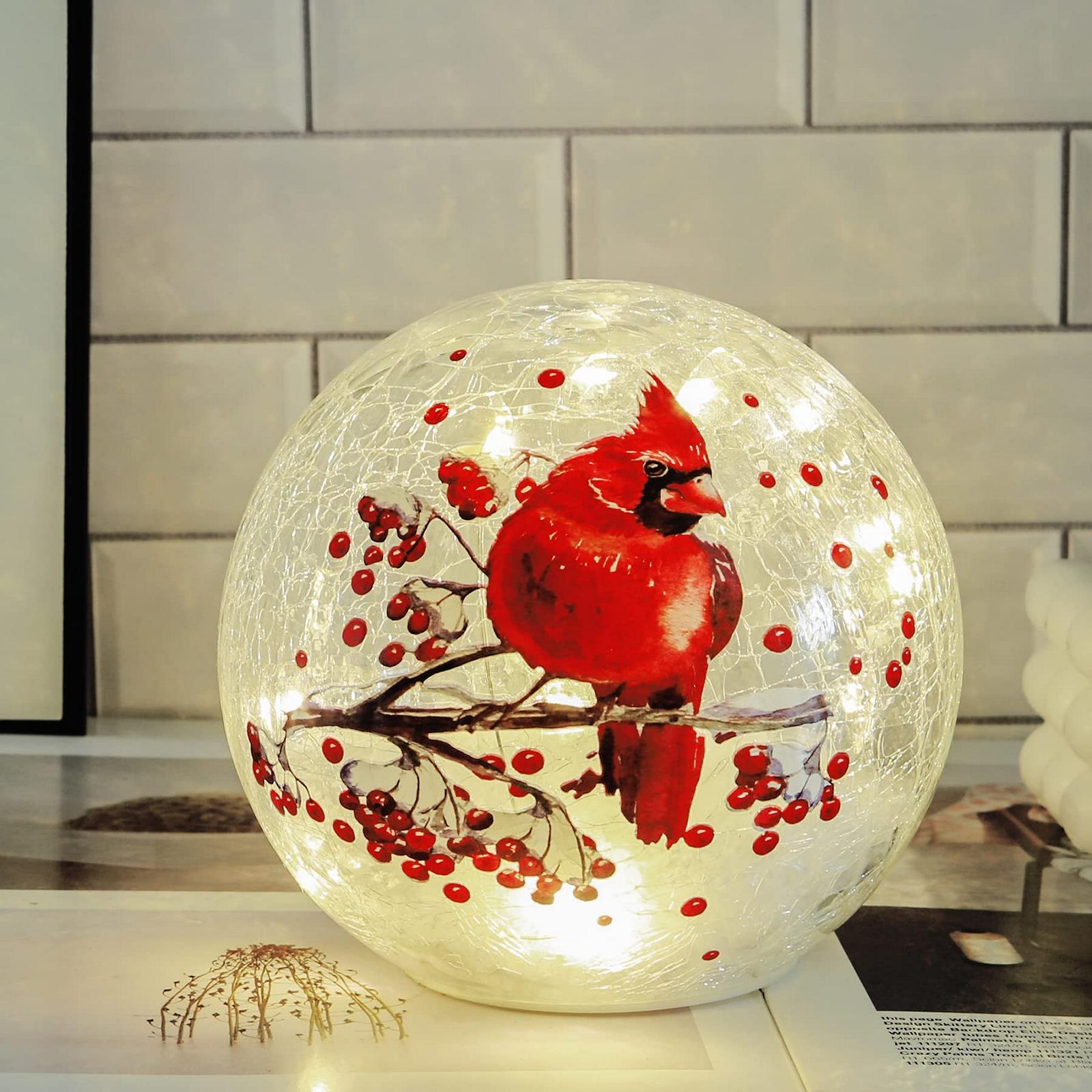Настільна лампа-нічник LED Crackle Glass Ball Cardinal Червона, фото №4