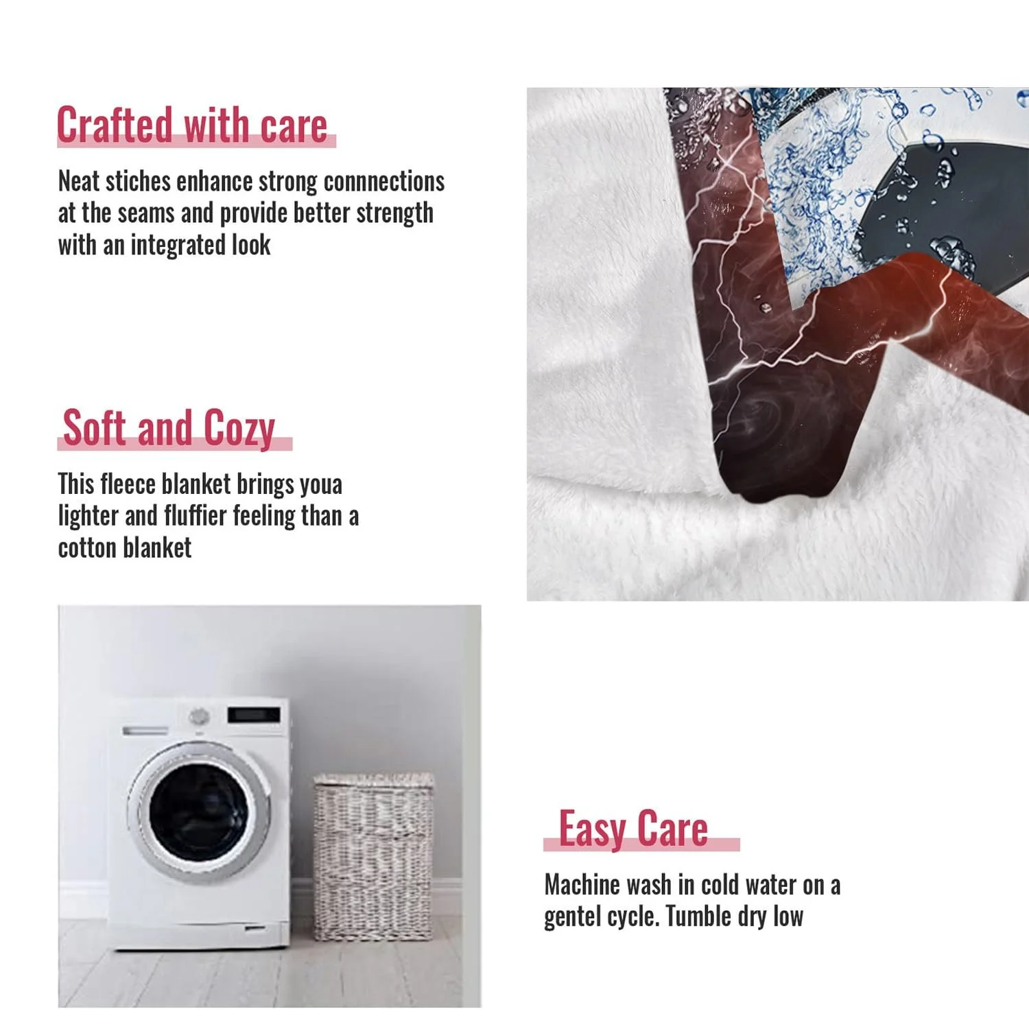 Покривало YISUMEI Фланелева м'яка 150 x 200 см Футбол Вогонь Блискавка, фото №5