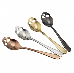 Ложка Wahdawn Череп из нержавеющей стали для кофе, чая, сахара, подарок на Хэллоуин, 4 шт synthetic.ua - Фото 1