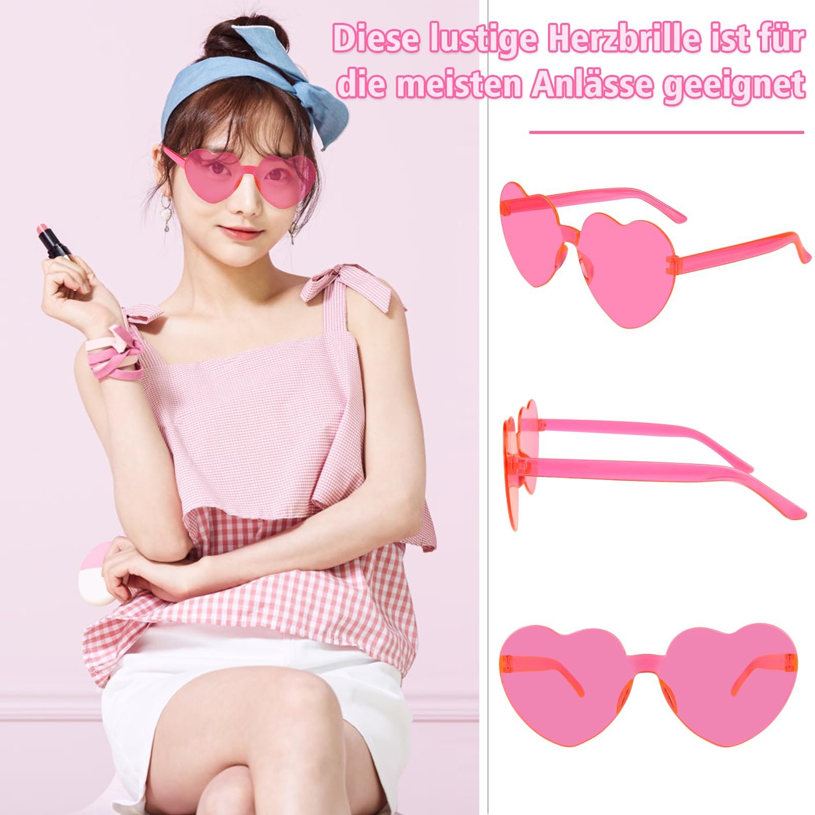 Сонцезахисні окуляри NACHLYNN Серце 12 кольорів Без оправи Серцеподібні Прозорі, фото №4