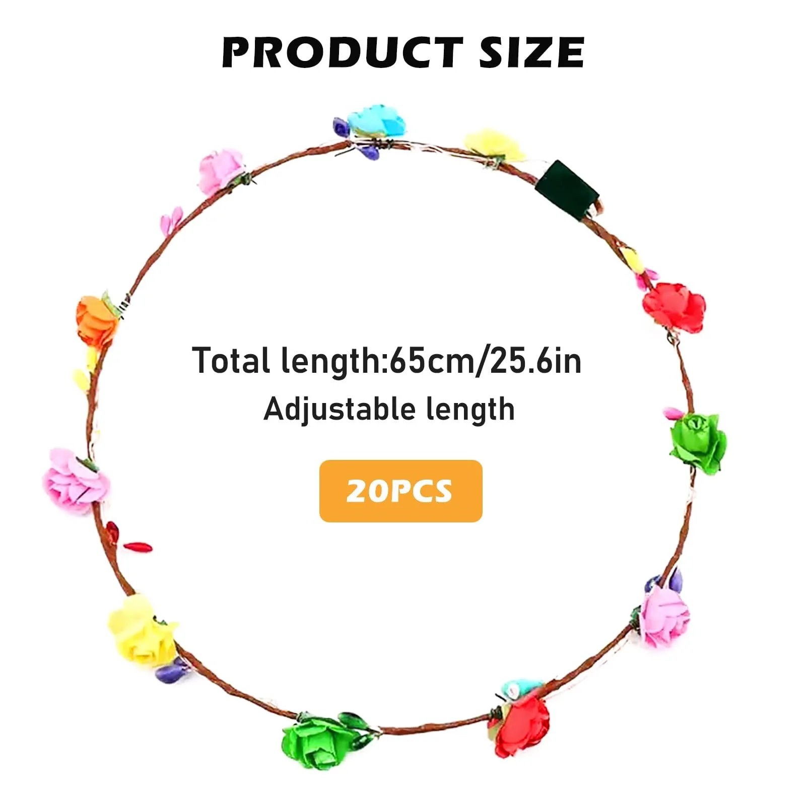 Вінок для волосся Квітковий Світлодіодний Різнокольоровий (20 шт), фото №2 Вінок для волосся Квітковий Світлодіодний Різнокольоровий (20 шт), фото №2