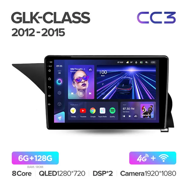 Штатна магнітола Teyes CC3 6GB+128GB 4G+WiFi Mercedes GLK-Class (2012-2015), фото №1