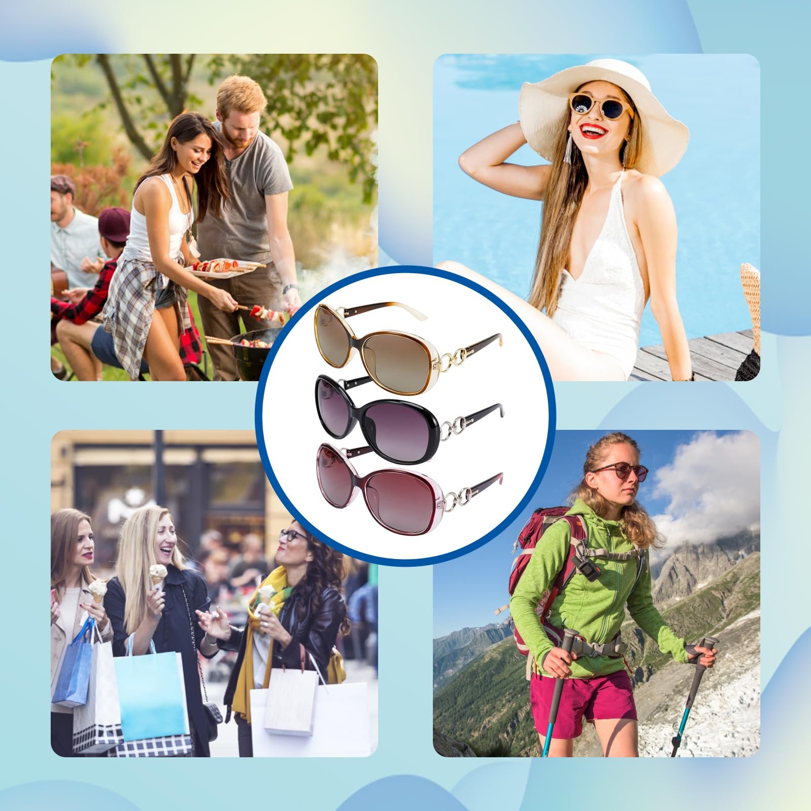 Сонцезахисні окуляри Жіночі Pcone Kon Великі, Набір з 3, фото №7