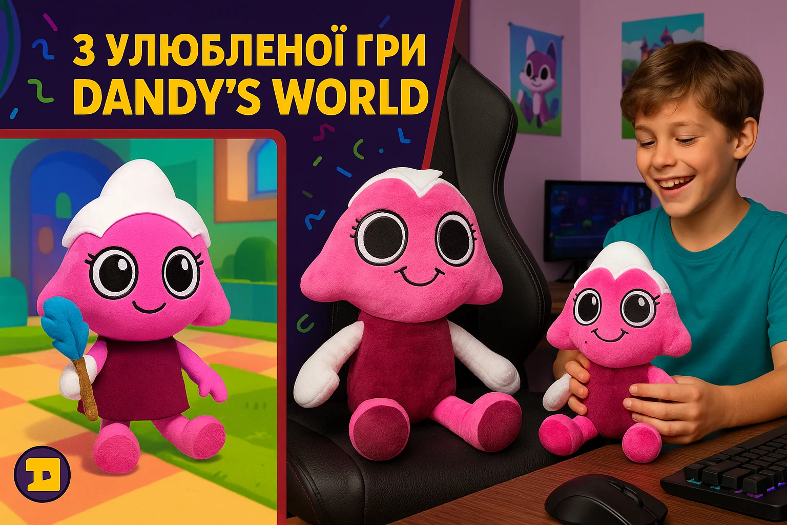 М'яка іграшка Брайтні У Світі Денді Roblox Dandy's World дитяча плюш 27 см, фото №4