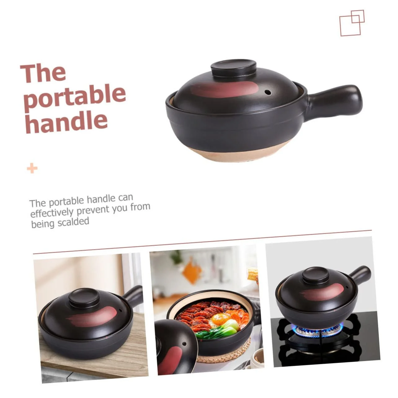 Кастрюля Happyyami Глиняная с ручкой маленькая для газовой плиты нескользящая, фото №8