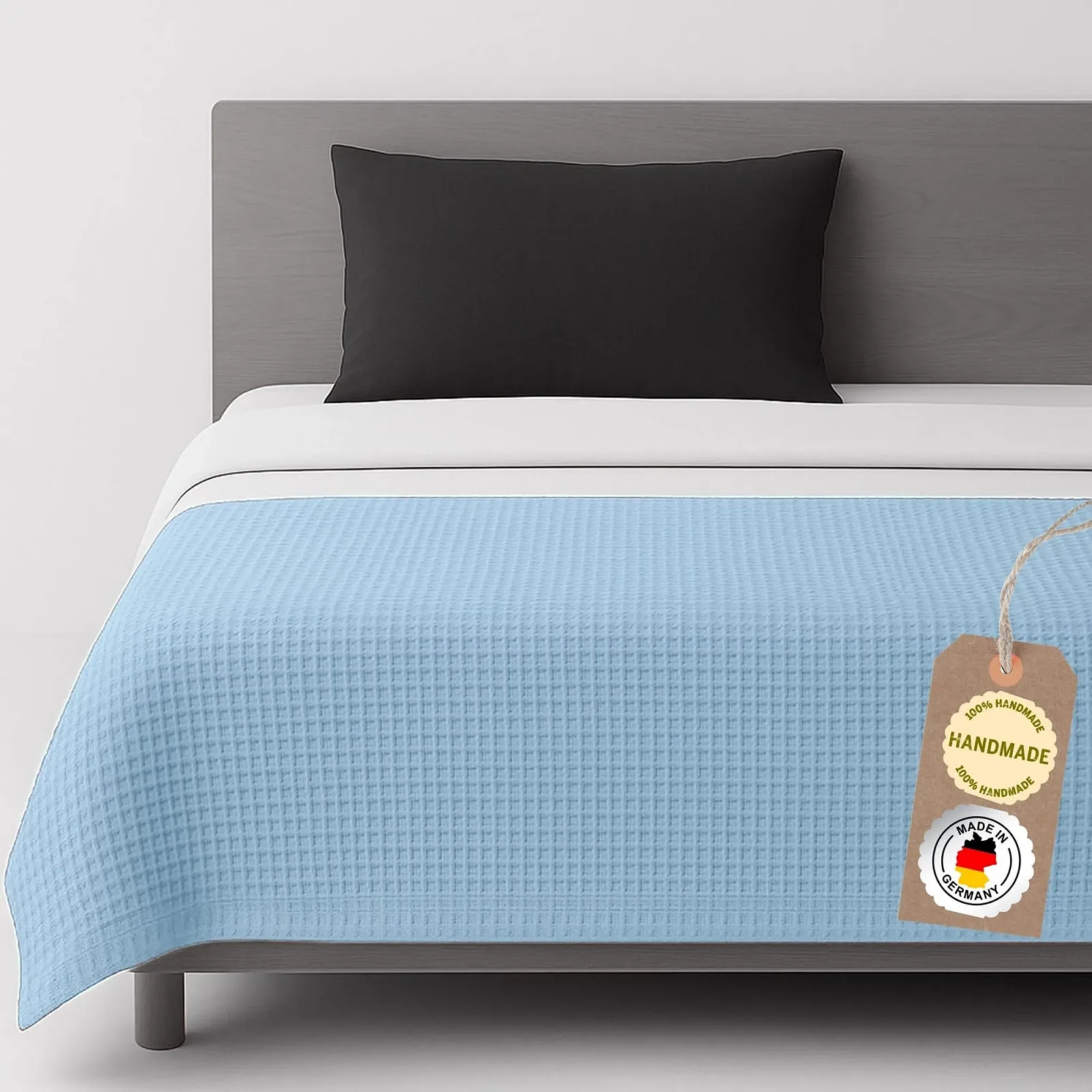 Покрывало Chambry 135 x 200 см, вафельная структура, 100% хлопок, голубой, фото №1