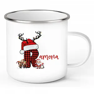 Кружка Емальована З Різдвяним Написом та Літерою Дитяча - Фото 1